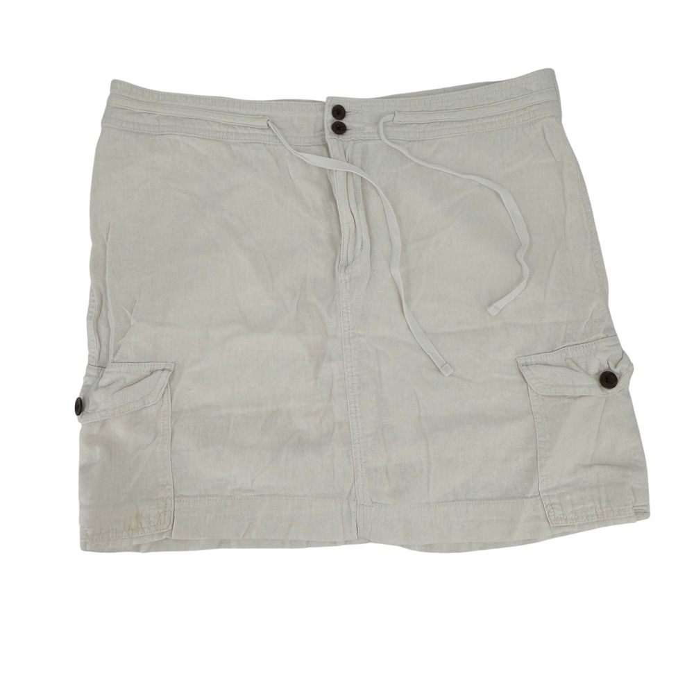 Croftโ & Barrow Cargo Skort Utility Y2K Women Size 16 Beige Linen Blend Skirt 80
